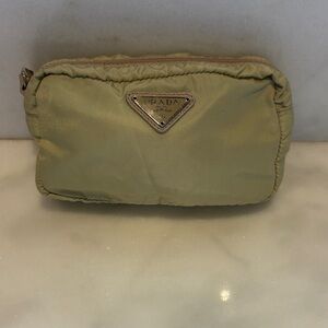 Prada Olive Nylon Triangular Logo Pouch